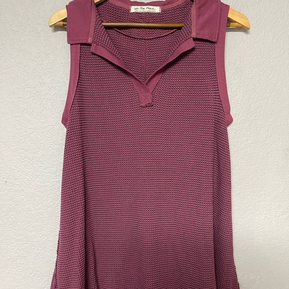 We The Free Free People Citrus Johnny Collar Tee in Ancient Seas Combo Size L - Picture 6 of 8